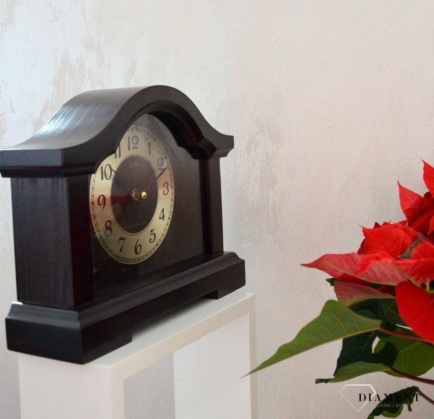 Zegar kominkowy w kolorze ciemnego orzecha 22093W ✓ Zegar kominkowy drewniany ✓ Zegar na kominek✓  Zegary kominkowe (3).JPG