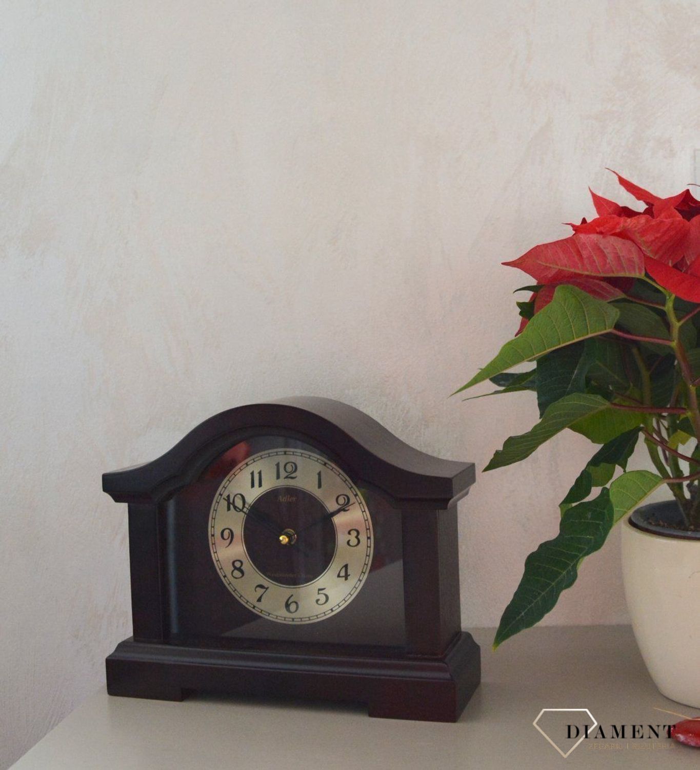 Zegar kominkowy w kolorze ciemnego orzecha 22093W ✓ Zegar kominkowy drewniany ✓ Zegar na kominek✓  Zegary kominkowe (3).JPG