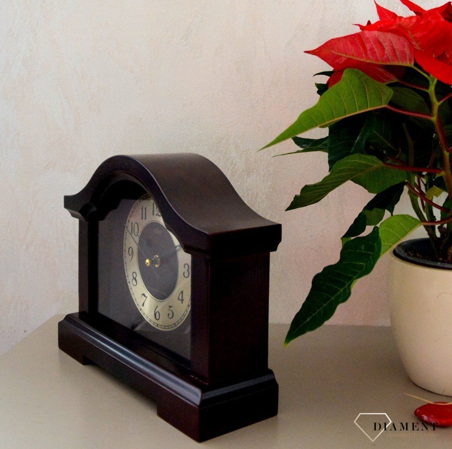 Zegar kominkowy w kolorze ciemnego orzecha 22093W ✓ Zegar kominkowy drewniany ✓ Zegar na kominek✓  Zegary kominkowe (3).JPG