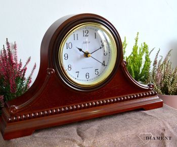 Zegar kominkowy drewniany Adler 22130W w kolorze ciemnego brązu z czytelną tarczą i ozdobnym ornamentem ⏰ Zegary kominkowe ✓ zegary drewniane (6).JPG