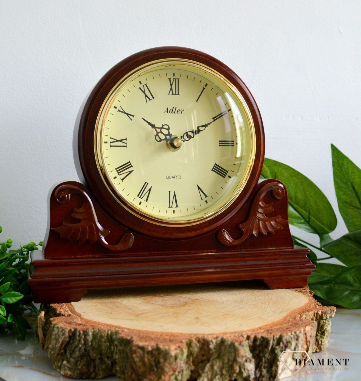 Zegar kominkowy drewniany wenge Adler 22131W w kolorze wenge z czytelną tarczą z kolorze kremowym ⏰ Zegary kominkowe ✓ Prezent na rocznicę (8).JPG