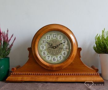 Duży zegar kominkowy drewniany Adler 22136D w kolorze dębowym z czytelną tarczą z kolorze złota⏰ Zegary kominkowe ✓ Zegar z melodią ✓ zegary drewniane✓ wymarzony prezent (2).JPG