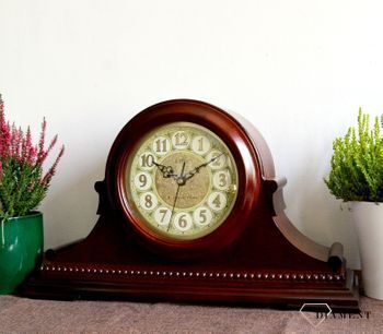 Duży zegar kominkowy drewniany Adler 22136W w kolorze ciemnego brązu z czytelną tarczą z kolorze złota⏰ Zegary kominkowe ✓ Zegar z melodią ✓ zegary drewniane (2).JPG