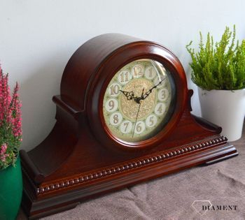 Duży zegar kominkowy drewniany Adler 22136W w kolorze ciemnego brązu z czytelną tarczą z kolorze złota⏰ Zegary kominkowe ✓ Zegar z melodią ✓ zegary drewniane (4).JPG