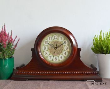 Duży zegar kominkowy drewniany Adler 22136W w kolorze ciemnego brązu z czytelną tarczą z kolorze złota⏰ Zegary kominkowe ✓ Zegar z melodią ✓ zegary drewniane (5).JPG
