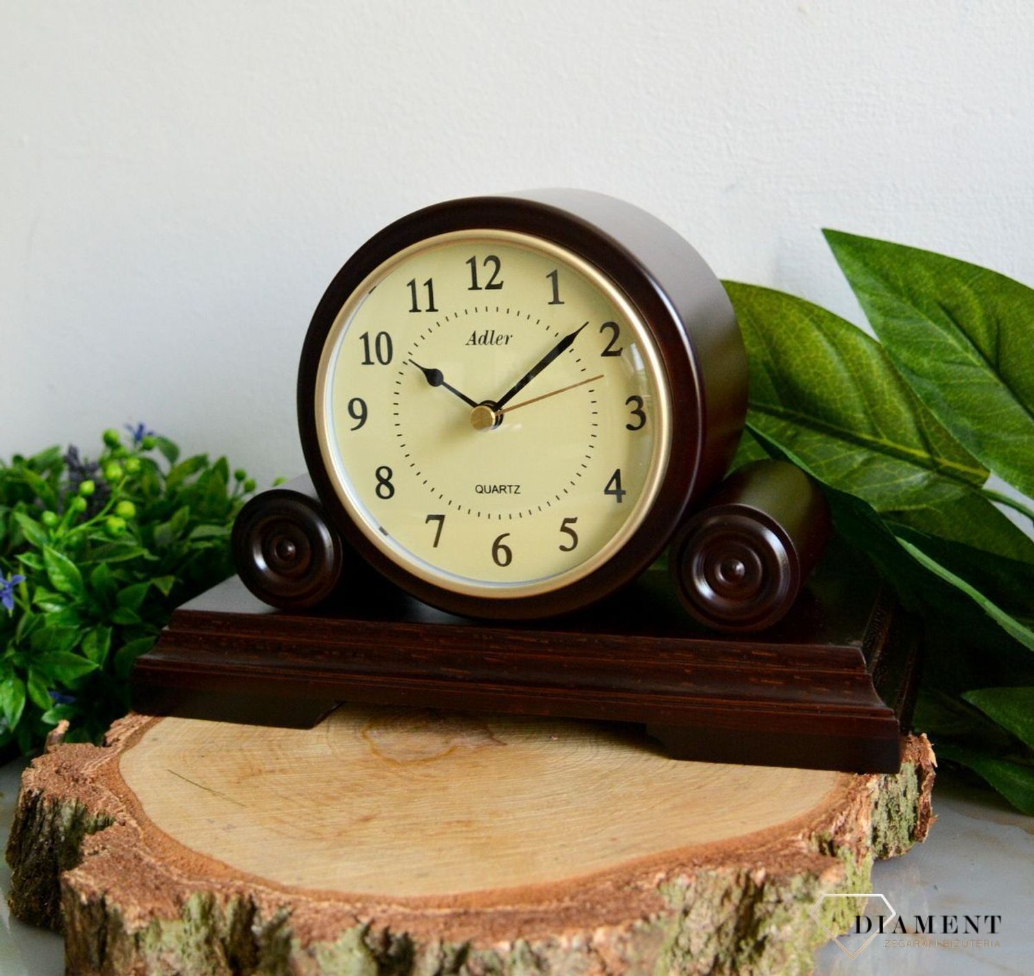 Zegar kominkowy drewniany wenge Adler 22140W w kolorze wenge z czytelną tarczą z kolorze kremowym ⏰ Zegary kominkowe (2).JPG