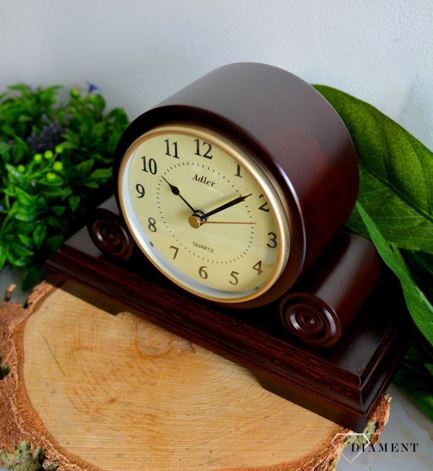 Zegar kominkowy drewniany wenge Adler 22140W w kolorze wenge z czytelną tarczą z kolorze kremowym ⏰ Zegary kominkowe (2).JPG