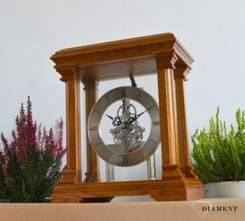 Zegar kominkowy drewniany Adler 22145D w kolorze dębu z odsłoniętym mechanizmem ✓ Zegar szkieletowy ✓ Prezent na rocznicę ślubu ✓ Zegary kominkowe  (2).JPG