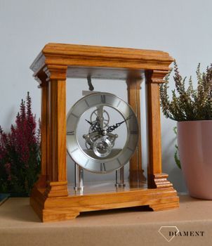 Zegar kominkowy drewniany Adler 22145D w kolorze dębu z odsłoniętym mechanizmem ✓ Zegar szkieletowy ✓ Prezent na rocznicę ślubu ✓ Zegary kominkowe  (3).JPG