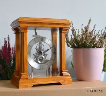 Zegar kominkowy drewniany Adler 22145D w kolorze dębu z odsłoniętym mechanizmem ✓ Zegar szkieletowy ✓ Prezent na rocznicę ślubu ✓ Zegary kominkowe  (4).JPG