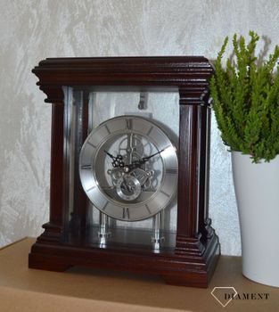 Zegar kominkowy drewniany Adler 22145W w kolorze venge z odsłoniętym mechanizmem ✓ Zegary szkieletowe ✓ Zegary kominkowe ✓ zegary drewniane (3).JPG