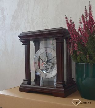 Zegar kominkowy drewniany Adler 22145W w kolorze venge z odsłoniętym mechanizmem ✓ Zegary szkieletowe ✓ Zegary kominkowe ✓ zegary drewniane (4).JPG