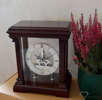 Zegar kominkowy drewniany Adler 22145W w kolorze venge z odsłoniętym mechanizmem ✓ Zegary szkieletowe ✓ Zegary kominkowe ✓ zegary drewniane (5).JPG