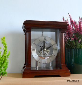 Zegar kominkowy drewniany Adler 22145W w kolorze venge z odsłoniętym mechanizmem ✓ Zegary szkieletowe ✓ Zegary kominkowe ✓ zegary drewniane (6).JPG