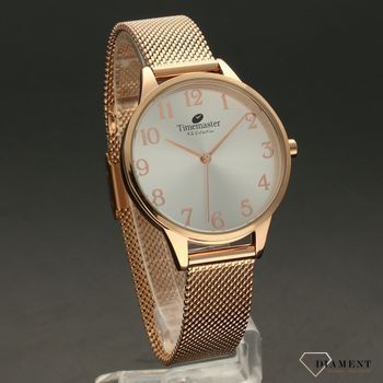 Zegarek damski TIMEMASTER 223-1A różowe złoto. Zegarek damski ze srebrną tarczą i cyframi arabskimi w kolorze różowego złota. Zegarek damski na bransolecie. Elegancki zegarek damski. Świetny pomysł na prezent dla kobiety. Idea.jpg