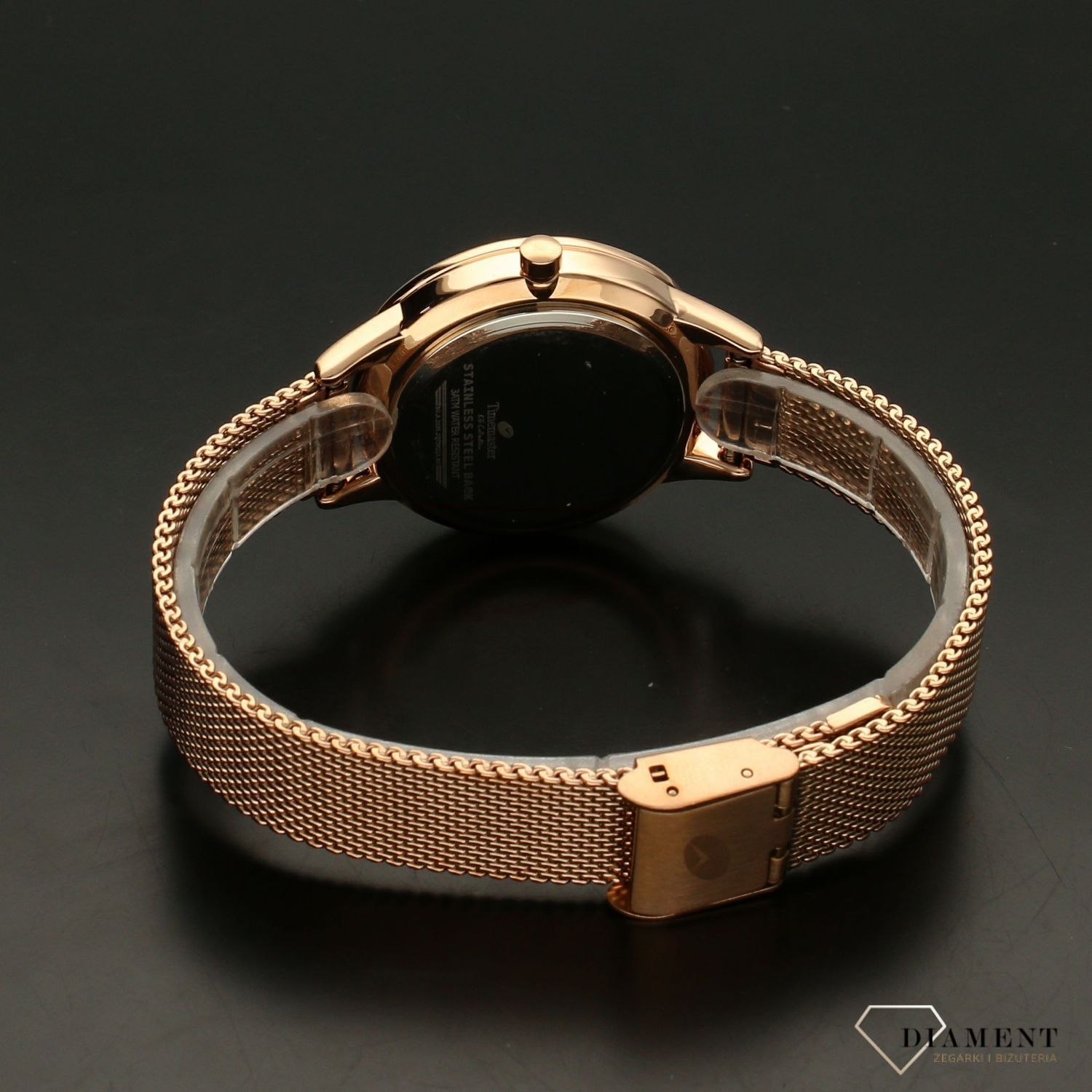 Zegarek damski TIMEMASTER 223-1A różowe złoto. Zegarek damski ze srebrną tarczą i cyframi arabskimi w kolorze różowego złota. Zegarek damski na bransolecie. Elegancki zegarek damski. Świetny pomysł na prezent dla kobiety. Idea.jpg