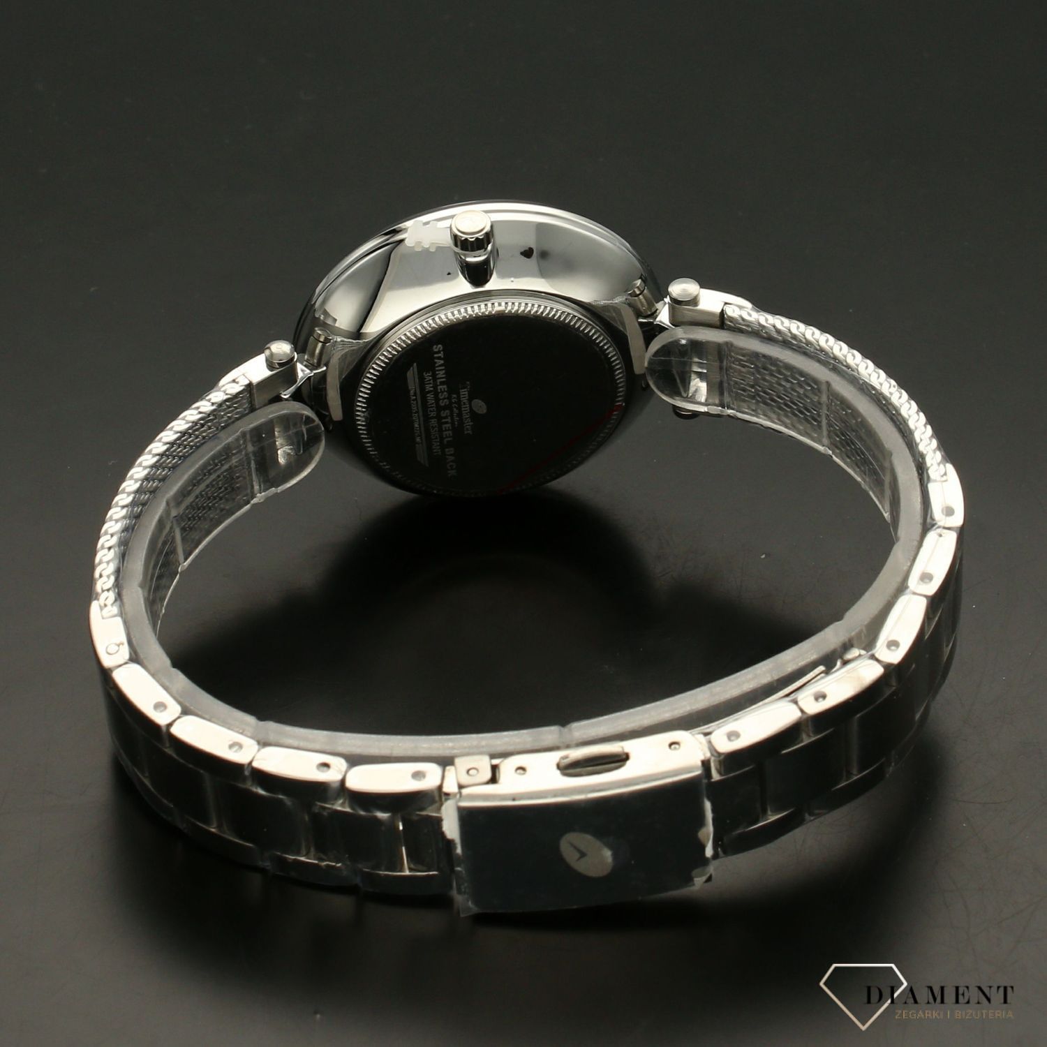 Zegarek damski TIMEMASTER 226-1A srebrny z kryształami.  Zegarek damski z pięknymi, mieniącymi się kryształami. Zegarek damski w kolorze srebrnym. Tarcza zegarka ozdobiona błyszczącą cyrkonią. Zegarek damski (5).jpg