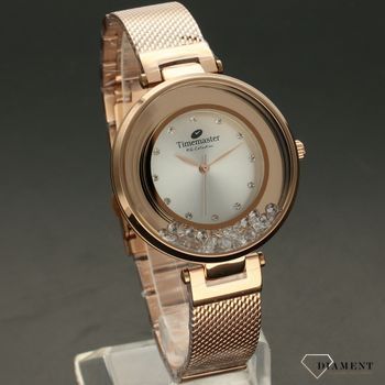 Zegarek damski TIMEMASTER 226-2A różowe złoto z kryształami. Zegarek damski z pięknymi, mieniącymi się kryształami. Zegarek damski w kolorze różowego złota. Tarcza zegarka ozdobiona błyszczącą cyrkonią (2).jpg