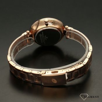 Zegarek damski TIMEMASTER 226-2A różowe złoto z kryształami. Zegarek damski z pięknymi, mieniącymi się kryształami. Zegarek damski w kolorze różowego złota. Tarcza zegarka ozdobiona błyszczącą cyrkonią (5).jpg