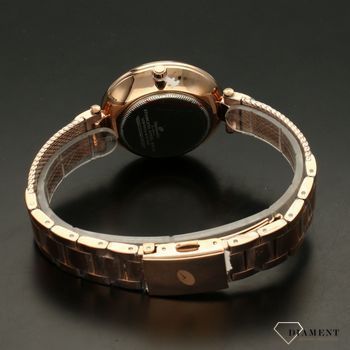 Zegarek damski TIMEMASTER 226-2A różowe złoto z kryształami. Zegarek damski z pięknymi, mieniącymi się kryształami. Zegarek damski w kolorze różowego złota. Tarcza zegarka ozdobiona błyszczącą cyrkonią (5).jpg