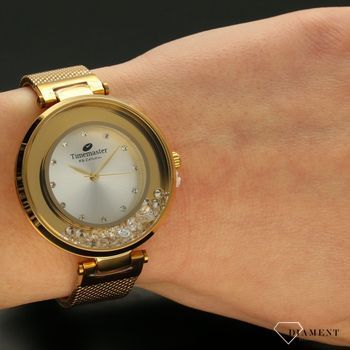 Zegarek damski TIMEMASTER 226-3A złoto z kryształami. Zegarek damski z pięknymi, mieniącymi się kryształami. Zegarek damski w kolorze złota. Tarcza zegarka ozdobiona błyszczącą cyrkonią. Zegarek damski (1).jpg