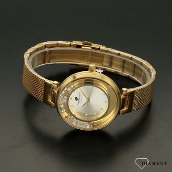 Zegarek damski TIMEMASTER 226-3A złoto z kryształami. Zegarek damski z pięknymi, mieniącymi się kryształami. Zegarek damski w kolorze złota. Tarcza zegarka ozdobiona błyszczącą cyrkonią. Zegarek damski (4).jpg