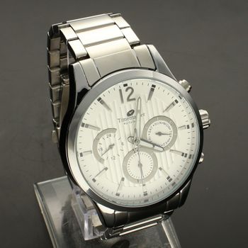 Zegarek męski na srebrnej bransolecie TIMEMASTER 229-9. Zegarek z białą tarczą i srebrnymi indeksami. Zegarek posiada kalendarz  (3).jpg