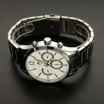 Zegarek męski na srebrnej bransolecie TIMEMASTER 229-9. Zegarek z białą tarczą i srebrnymi indeksami. Zegarek posiada kalendarz  (5).jpg