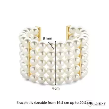 Damska bransoletka pokryta złotem TI SENTO pięć pasm białych pereł 23030YP Bransoletka z pereł TI SENTO 23030YP to oszałamiający, wyrazisty element, który łączy ponadczasowość perły z elegancją i wyrafinowaniem. Ide (5).webp