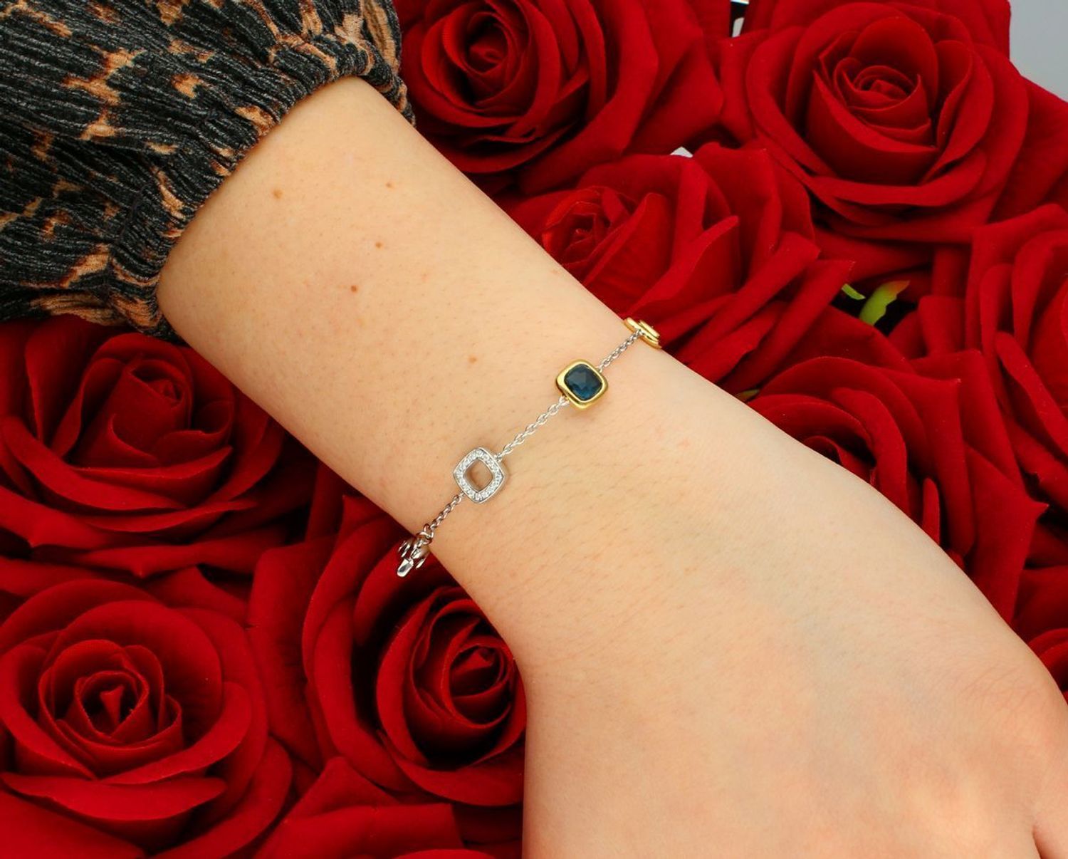 Bransoletka srebrna pozłacana TI SENTO 23080DB Bransoletka TI SENTO, wykonana z wysokiej jakości srebra rodowanego próby 925, częściowo pokryta złotem, to elegancki i ponadczasowy dodatek.1.jpg