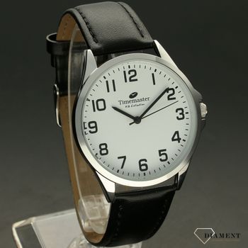 Zegarek męski TIMEMASTER 231-1 klasyczny na pasku. Zegarek męski. Zegarek męski o klasycznym wyglądzie na czarnym skórzanym pasku, sprzączka w kolorze srebrnym. Tarcza zegarka w kolorze białym z czarnymi, czytelnymi cyframi (2).jpg