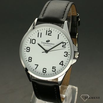 Zegarek męski TIMEMASTER 231-1 klasyczny na pasku. Zegarek męski. Zegarek męski o klasycznym wyglądzie na czarnym skórzanym pasku, sprzączka w kolorze srebrnym. Tarcza zegarka w kolorze białym z czarnymi, czytelnymi cyframi (3).jpg