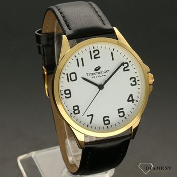 Zegarek męski TIMEMASTER 231-2 klasyczny na pasku. Zegarek męski. Zegarek męski o klasycznym wyglądzie na czarnym skórzanym pasku, sprzączka w kolorze złotym. Tarcza zegarka w kolorze białym z czarnymi, czytelny (2).jpg