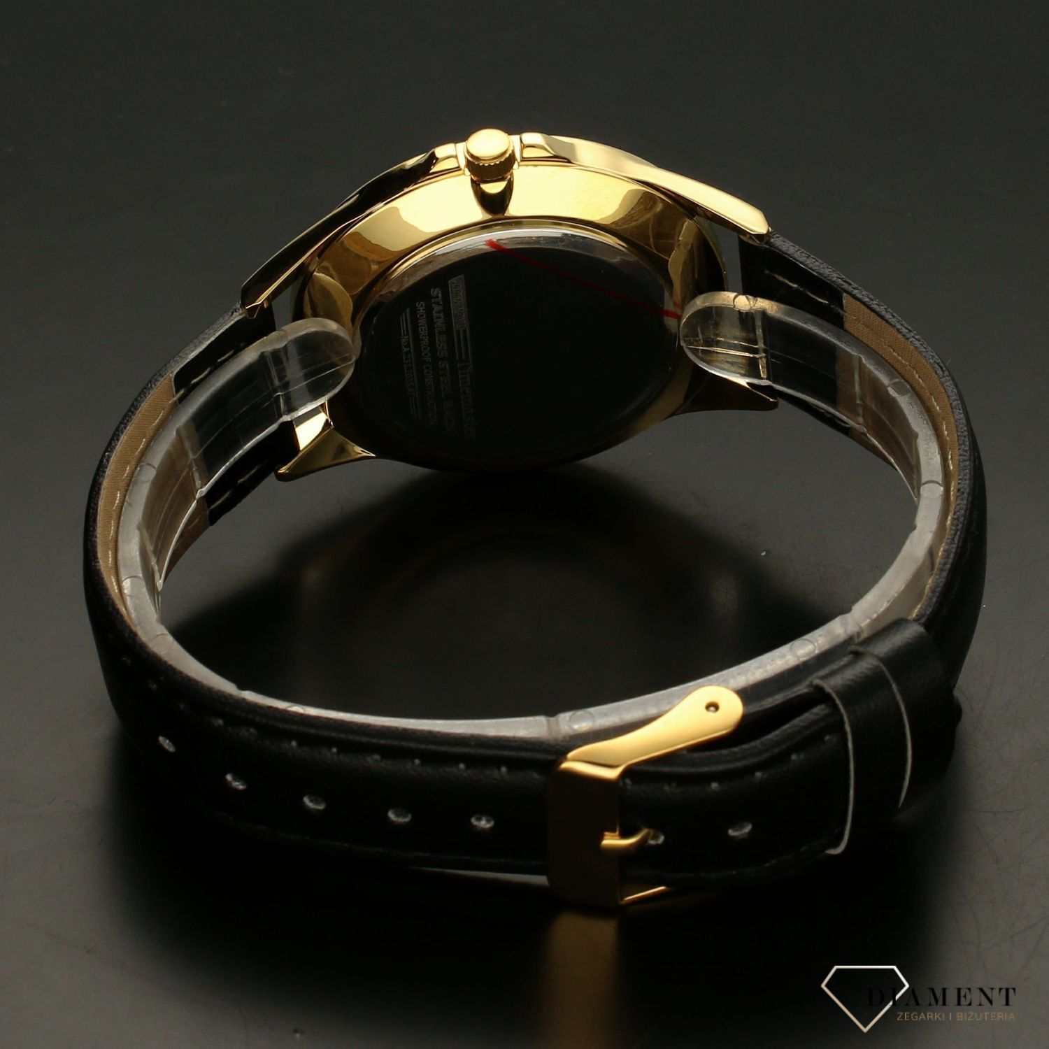 Zegarek męski TIMEMASTER 231-2 klasyczny na pasku. Zegarek męski. Zegarek męski o klasycznym wyglądzie na czarnym skórzanym pasku, sprzączka w kolorze złotym. Tarcza zegarka w kolorze białym z czarnymi, czytelny (2).jpg