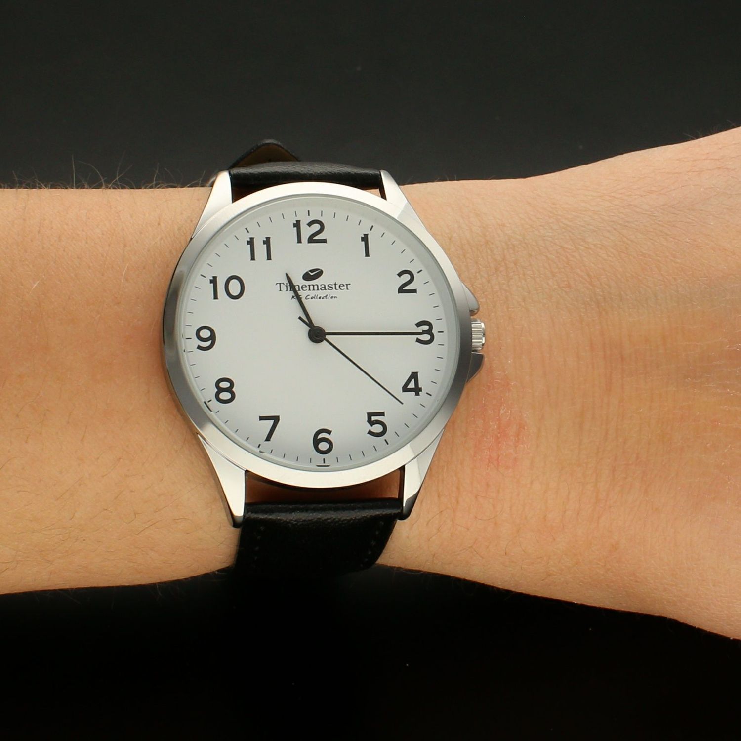 Zegarek męski Timemaster 231-7 klasyczny na pasku. Zegarek męski. Zegarek męski o klasycznym wyglądzie na czarnym skórzanym pask (3).jpg