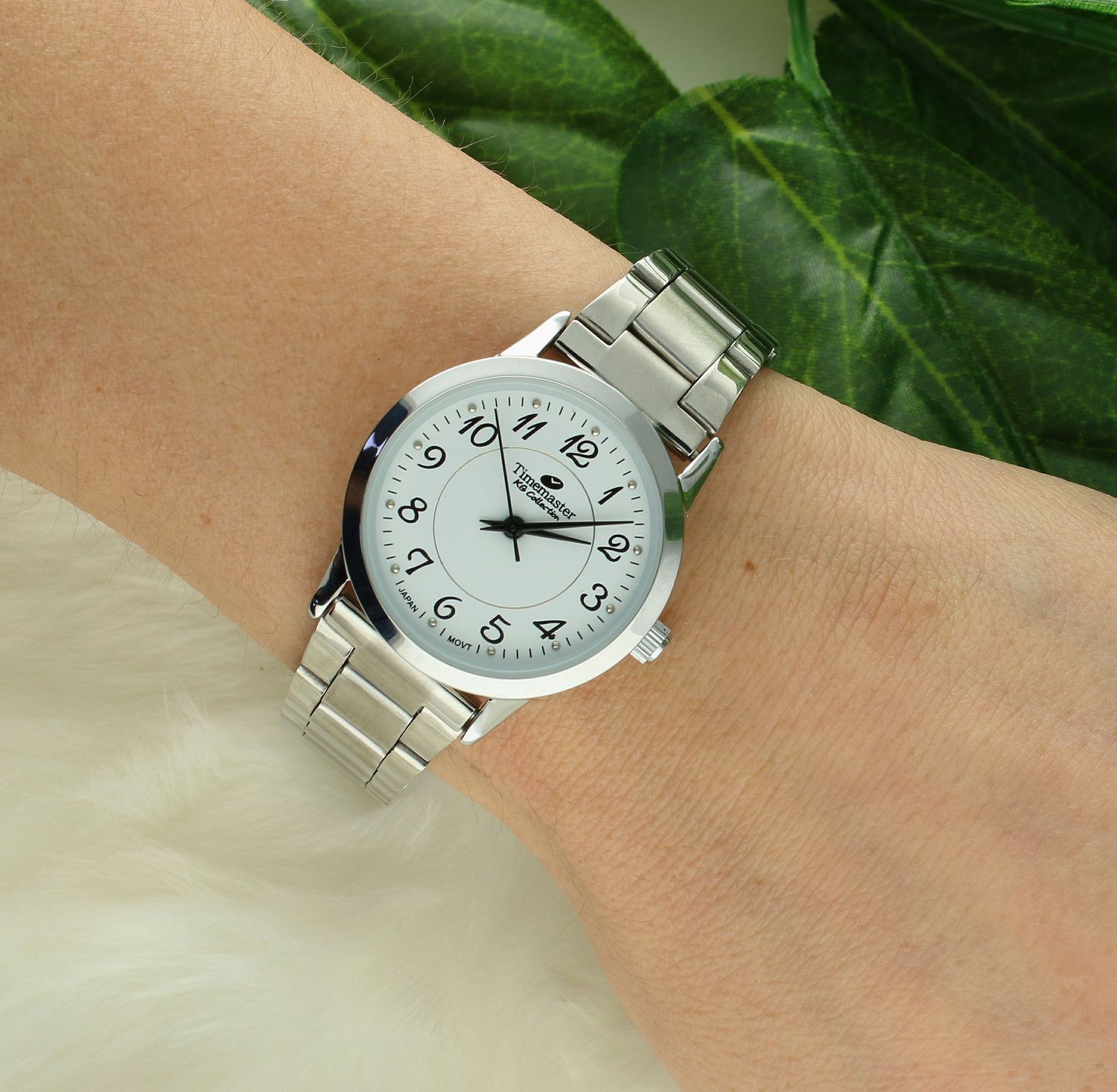 Zegarek damski na bransolecie Timemaster z cyframi 233-6. Tani zegarek dla kobiety. Zegarek z cyferkami. Damski zegarek srebrny.jpg