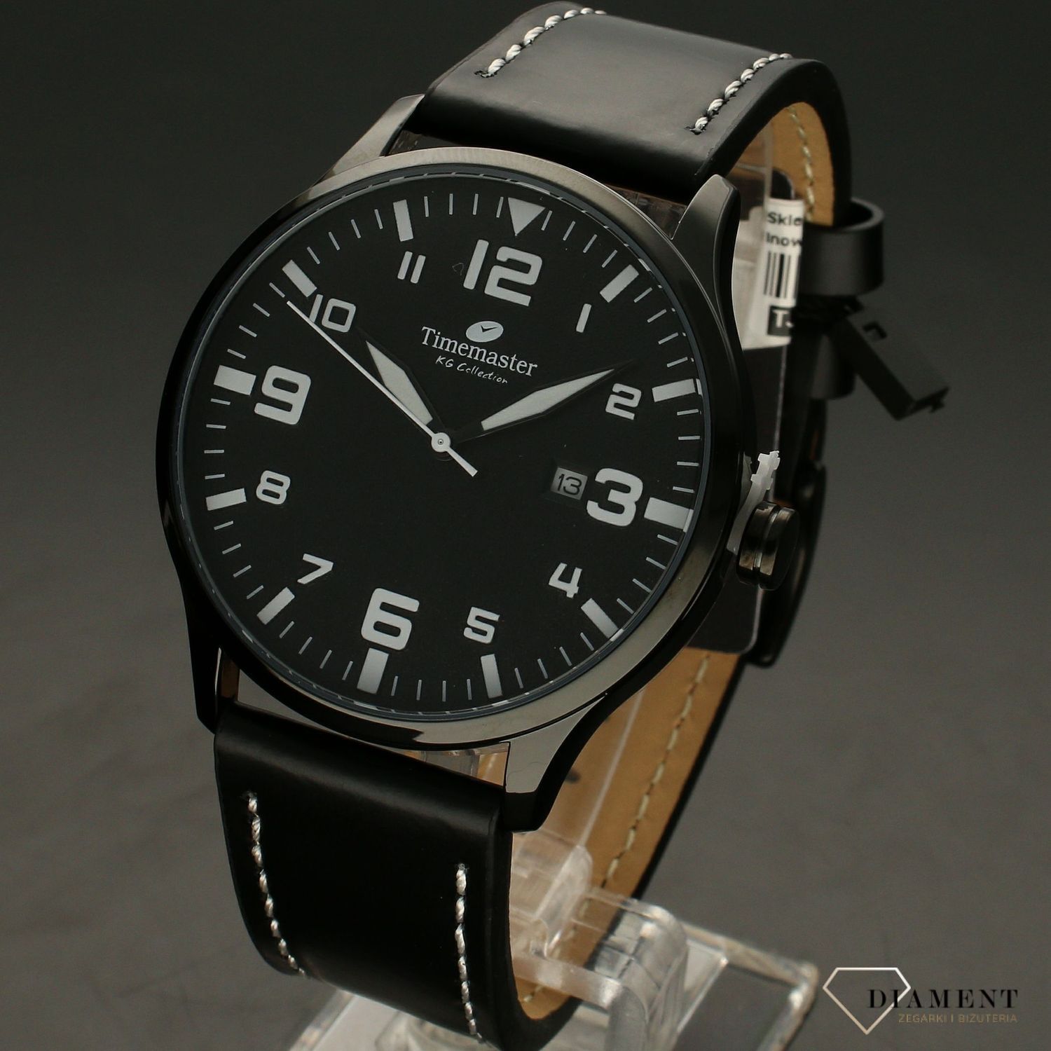 Zegarek męski na czarnym pasku Timenmaster 235-4 z białymi cyframi na czarnej tarczy  (1).jpg