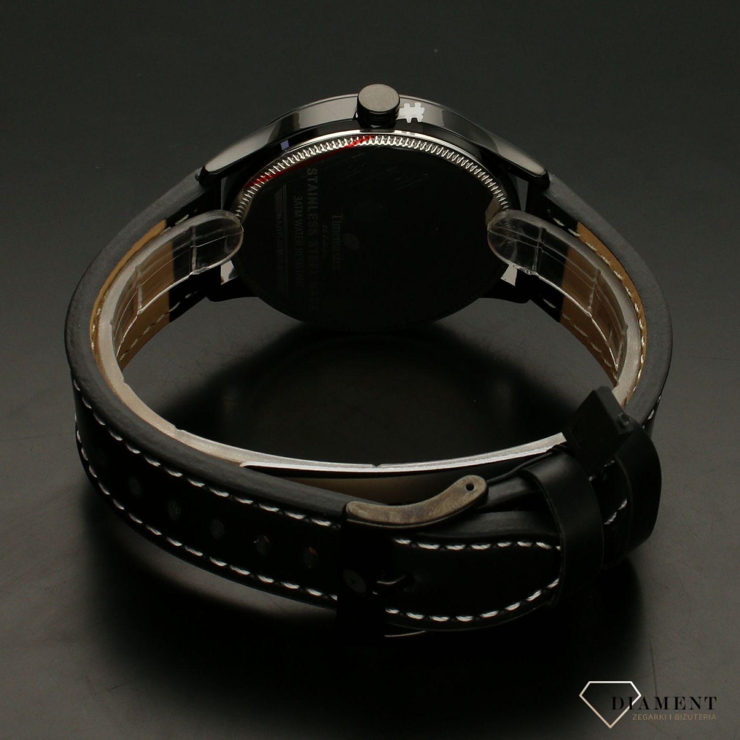 Zegarek męski na czarnym pasku Timenmaster 235-4 z białymi cyframi na czarnej tarczy  (1).jpg