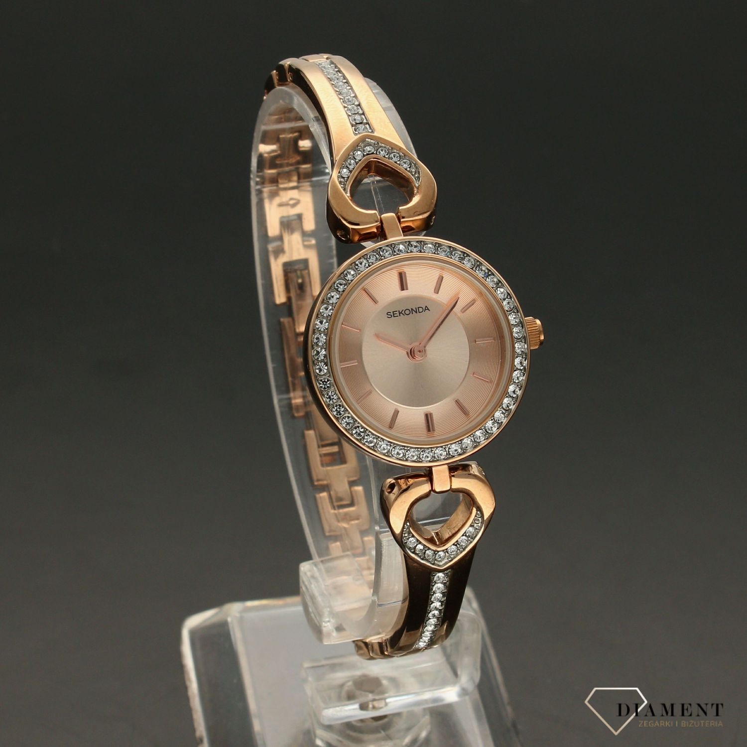 Zestaw prezentowy zegarek z naszyjnikiem, bransoletką i kolczykami Sekonda 'Miłosne serca' 2363G (1).jpg