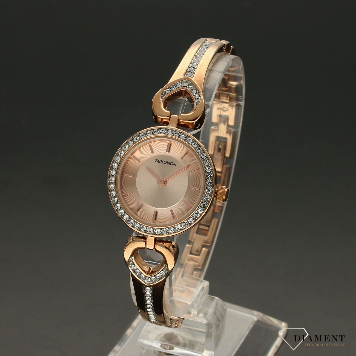 Zestaw prezentowy zegarek z naszyjnikiem, bransoletką i kolczykami Sekonda 'Miłosne serca' 2363G (1).jpg