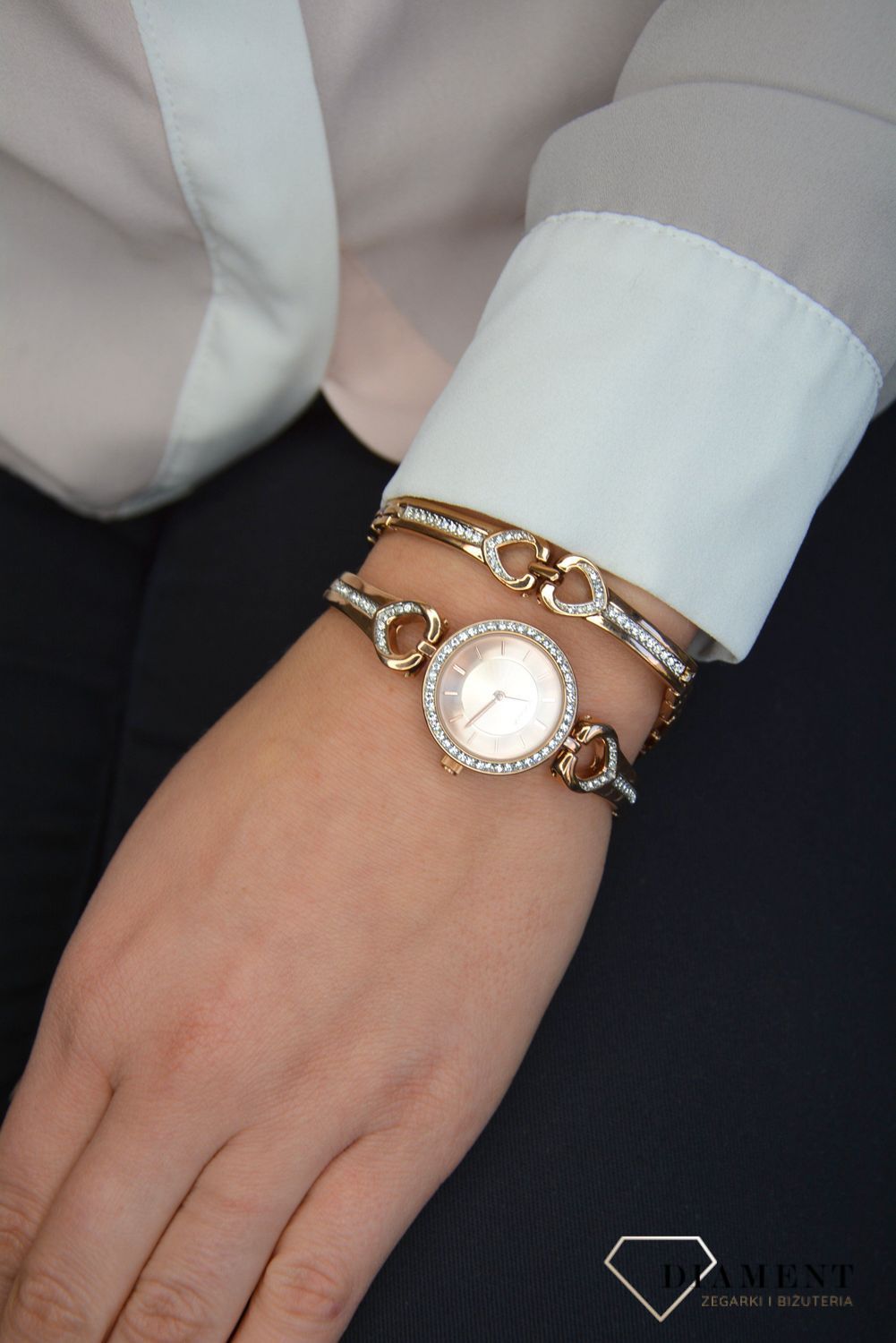 Zestaw prezentowy zegarek z naszyjnikiem, bransoletką i kolczykami Sekonda 'Miłosne serca' 2363G (1).jpg