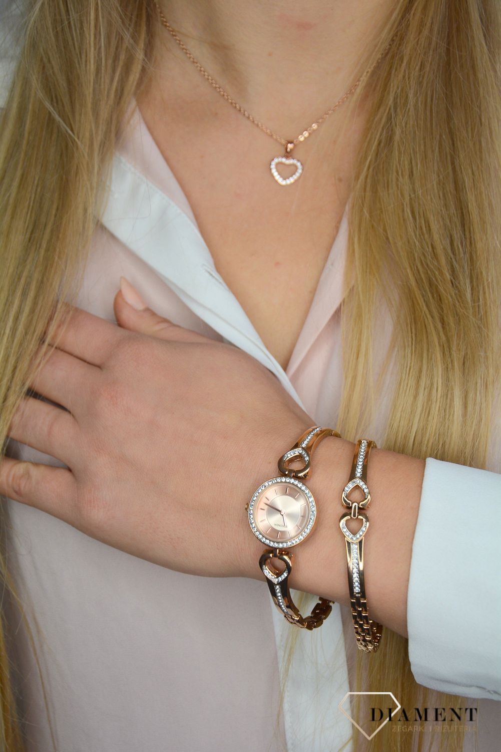 Zestaw prezentowy zegarek z naszyjnikiem, bransoletką i kolczykami Sekonda 'Miłosne serca' 2363G (1).jpg