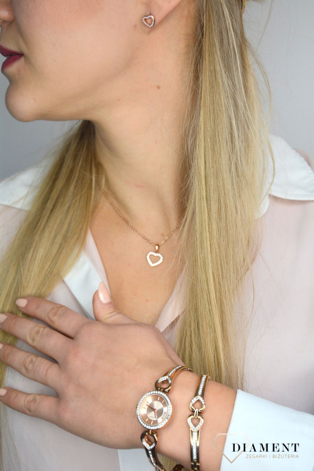 Zestaw prezentowy zegarek z naszyjnikiem, bransoletką i kolczykami Sekonda 'Miłosne serca' 2363G (1).jpg