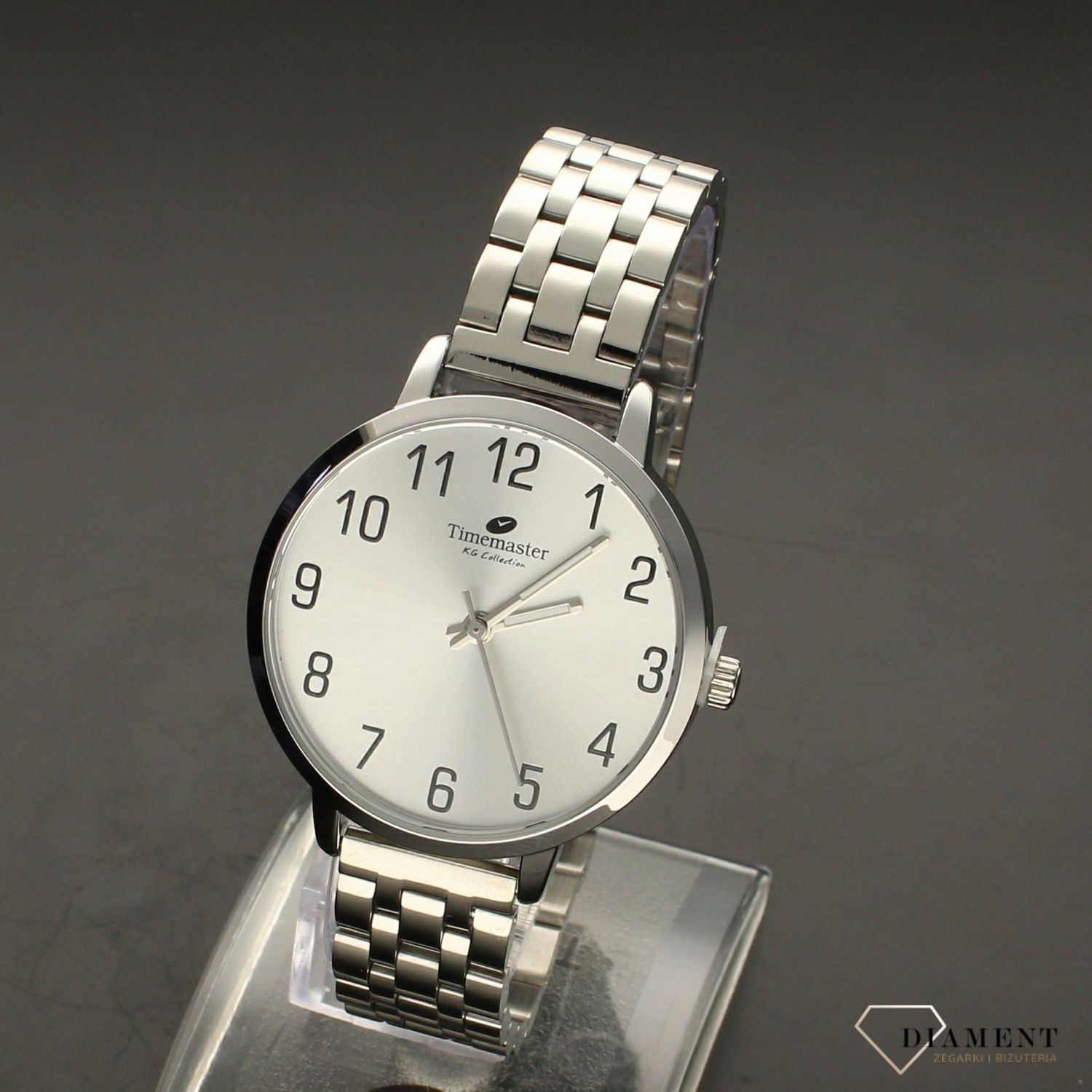 Zegarek damski na bransolecie TIMEMASTER 237-4. Bransoleta w kolorze srebrnym. Tarcza zegarka srebrna umieszczona w srebrnej kop (3).jpg