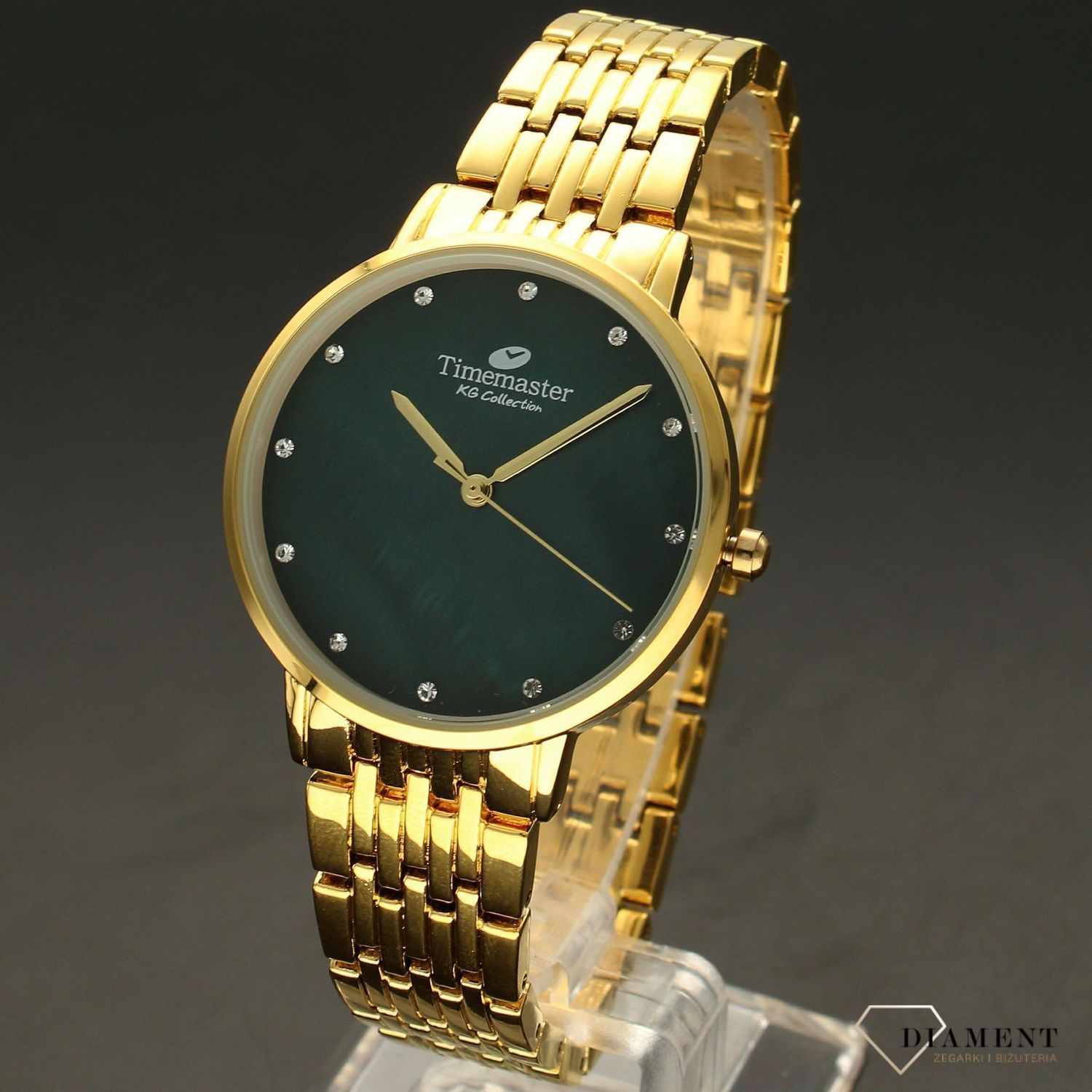 Zegarek damski TIMEMASTER 238-2 zielona tarcz. Zegarek damski z modną tarczą w nowoczesnym kolorze butelkowej zieleni. Zegarek zachowany w złotej kolorystyce. Idealny pomysł na prezent. Zegarek damski.  (2).jpg