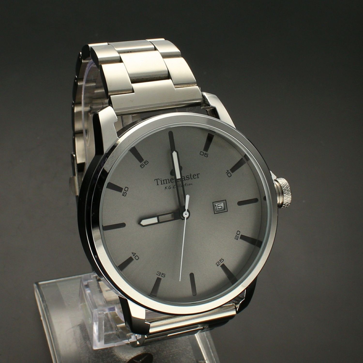 Zegarek męski na srebrnej bransolecie TIMEMASTER 240-2 z datownikiem. Srebrna solidna męska bransoleta z dużą tarczą dodaje char (5).jpg