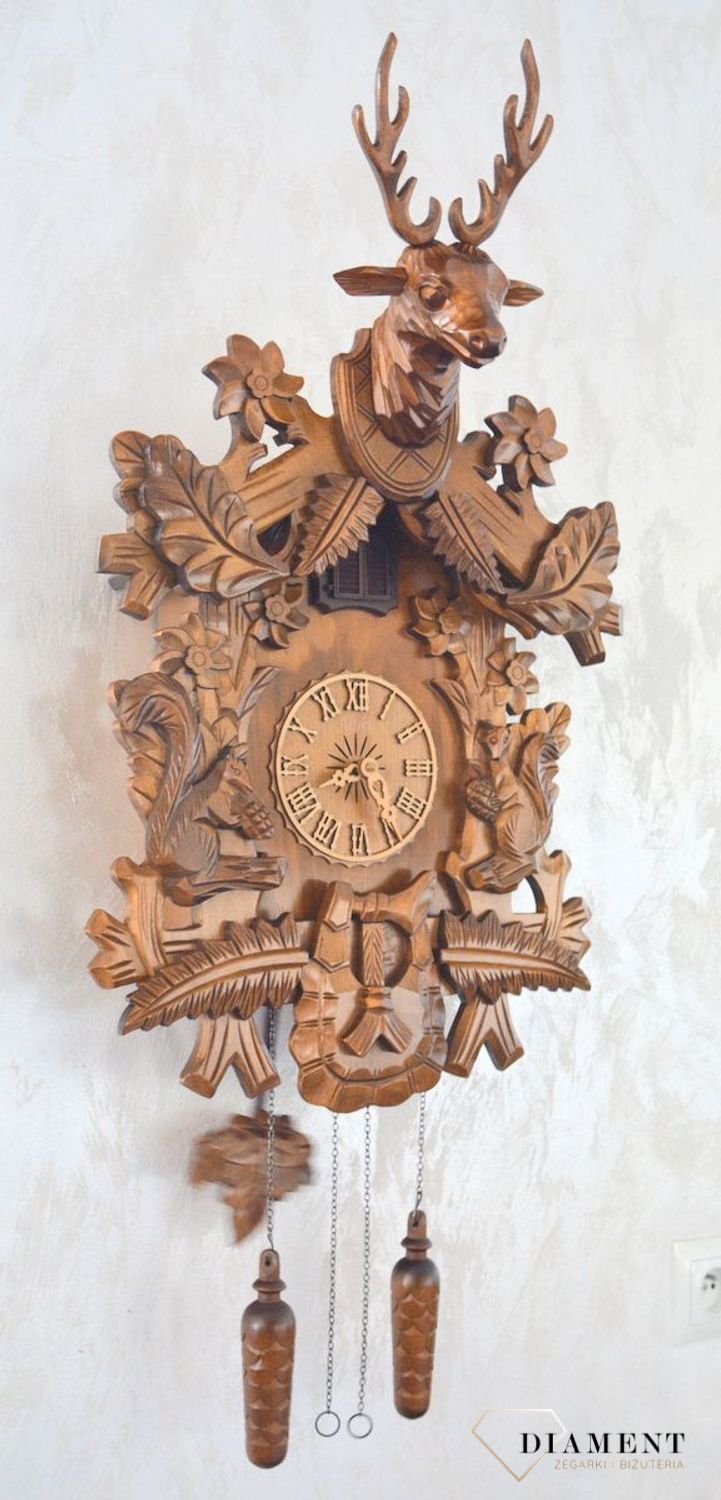Zegar ścienny drewniany 'Jeleń' domek z kukułką Adl Adler 24000d  to zegar z kolekcji zegarów z kukułką z drewna dębowego✓Zegary ścienne✓Zegar z kukułką ✓ Zegary szafkowe (1).JPG