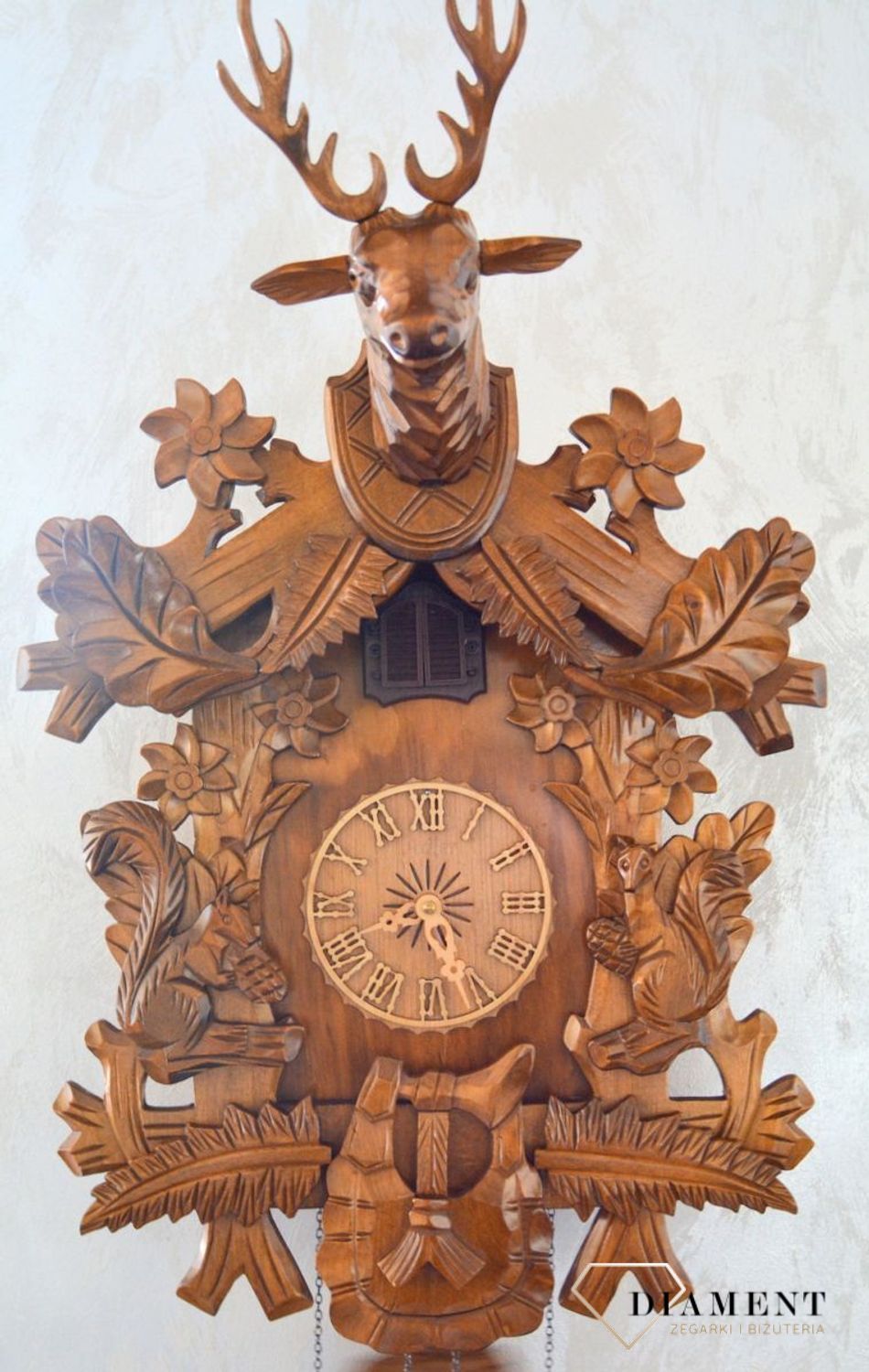 Zegar ścienny drewniany 'Jeleń' domek z kukułką Adl Adler 24000d  to zegar z kolekcji zegarów z kukułką z drewna dębowego✓Zegary ścienne✓Zegar z kukułką ✓ Zegary szafkowe (1).JPG