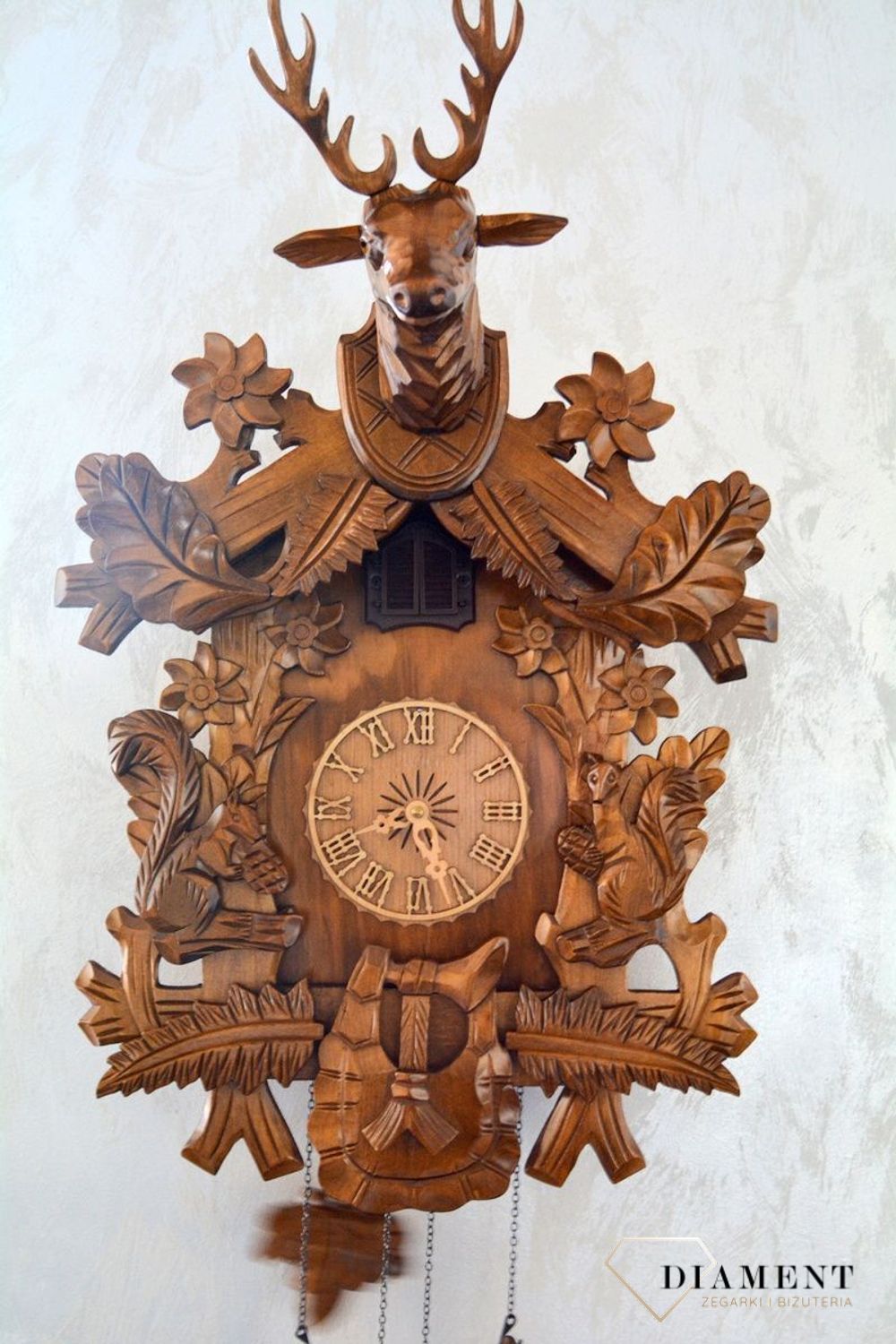 Zegar ścienny drewniany 'Jeleń' domek z kukułką Adl Adler 24000d  to zegar z kolekcji zegarów z kukułką z drewna dębowego✓Zegary ścienne✓Zegar z kukułką ✓ Zegary szafkowe (1).JPG