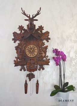 Zegar ścienny drewniany z kukułką Adler 24000-W1 to zegar z kolekcji zegarów z kukułką w kolorze ciemnego orzecha ✓Zegary ścienne✓Zegar z kukułką, prezent dla myśliwego, prezent dla leśnicze (4).JPG